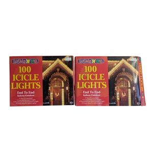 2 boxes Lights R Us 100 Icicle Lights Indoor Outdoor Christmas Holiday‎ New